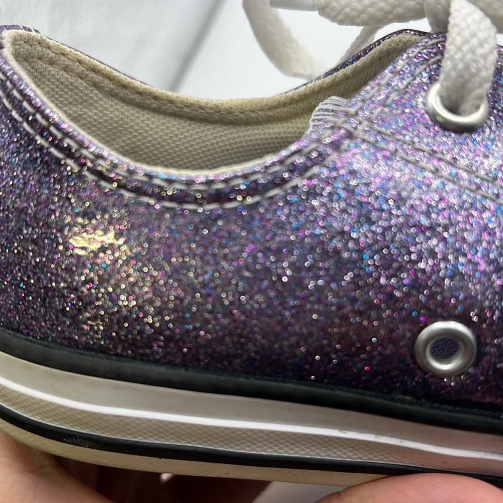 Converse Sneakers Shoes Moody Purple Glitter Kids Juniors Girls Size 3